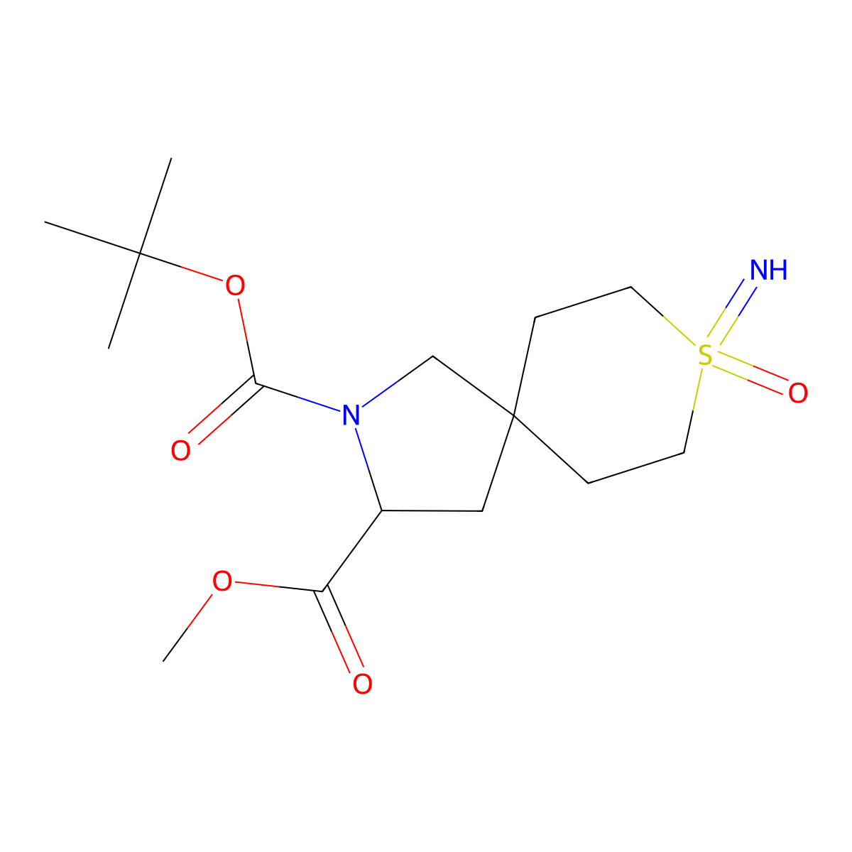 2-Tert-butyl3-methyl8-imino-8-oxo-8lambda6-thia-2-azaspiro[4.5]decane-2,3-dicarboxylate molecular structure, CAS 2361645-12-5