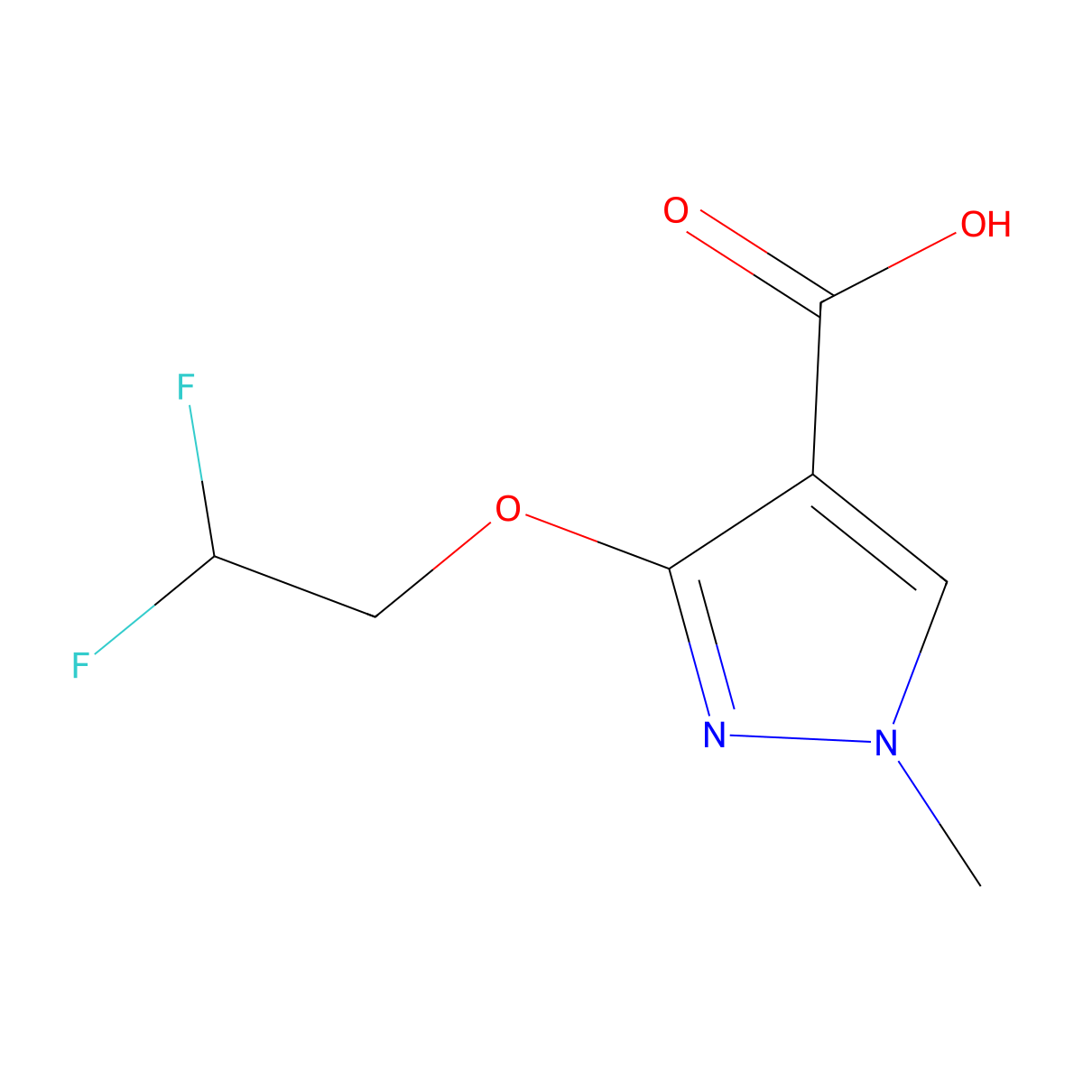 3-(2,2-difluoroethoxy)-1-methyl-1H-pyrazole-4-carboxylic acid molecular structure, CAS 2361645-14-7