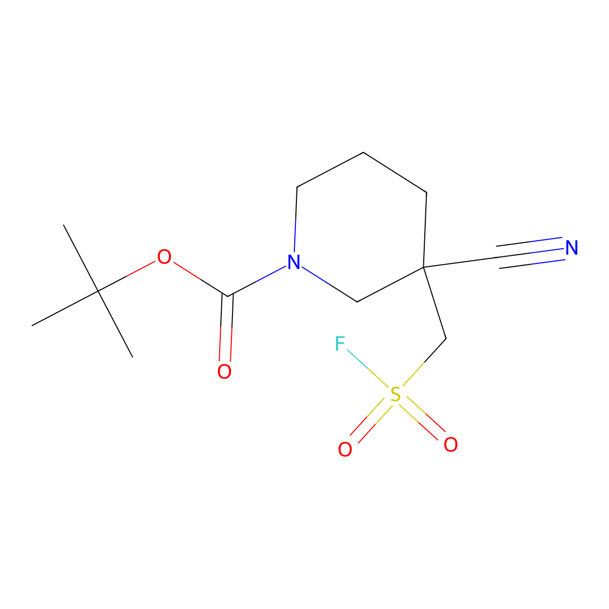 Tert-butyl 3-cyano-3-[(fluorosulfonyl)methyl]piperidine-1-carboxylate molecular structure, CAS 2361645-21-6