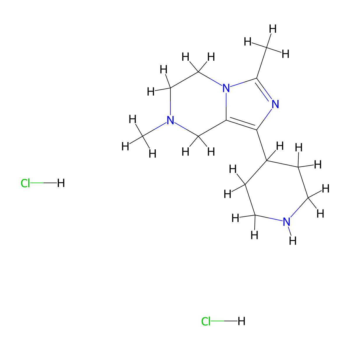 4-{3,7-dimethyl-5H,6H,7H,8H-imidazo[1,5-a]pyrazin-1-yl}piperidine dihydrochloride molecular structure, CAS 2361645-27-2