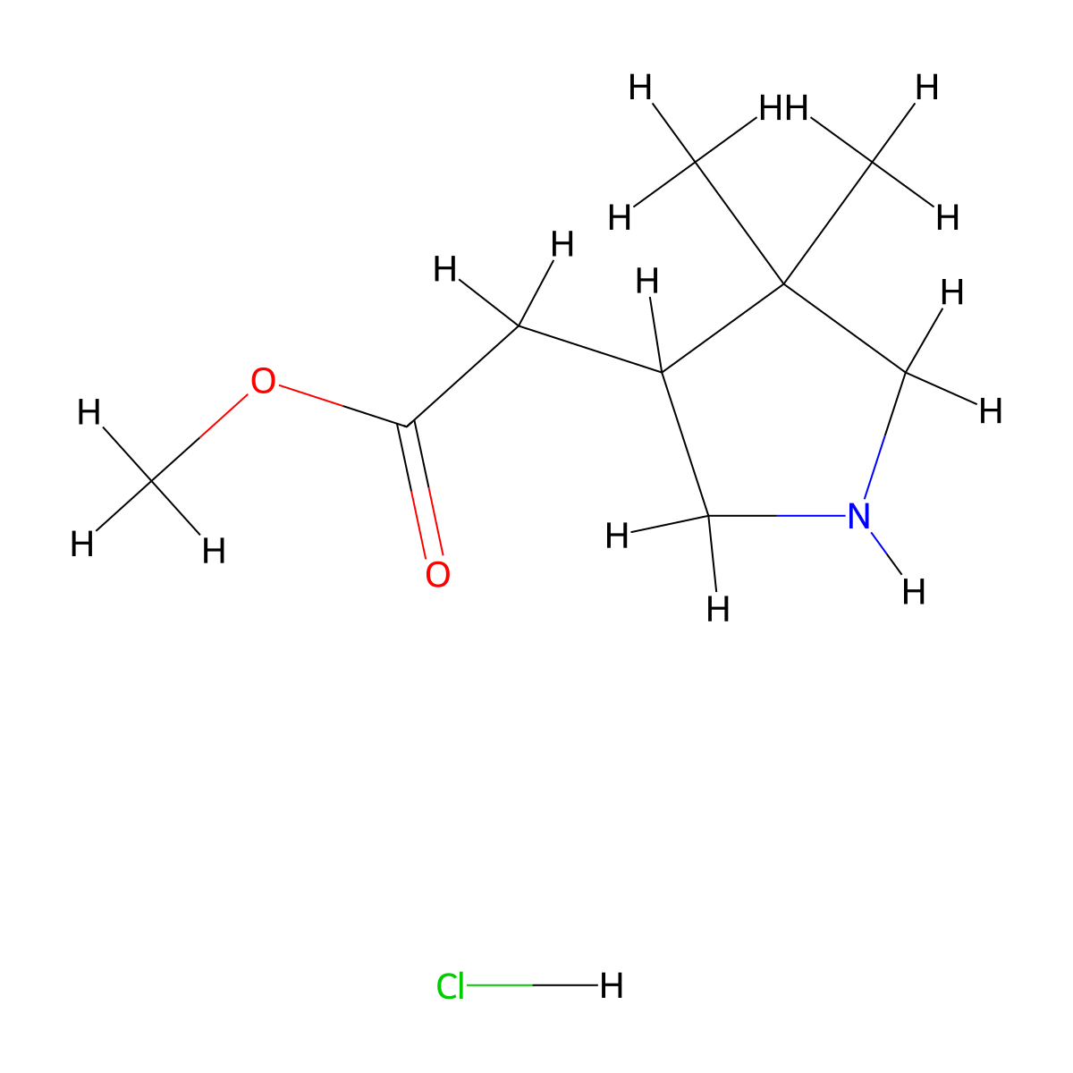 Methyl2-(4,4-dimethylpyrrolidin-3-yl)acetatehydrochloride molecular structure, CAS 2361645-31-8