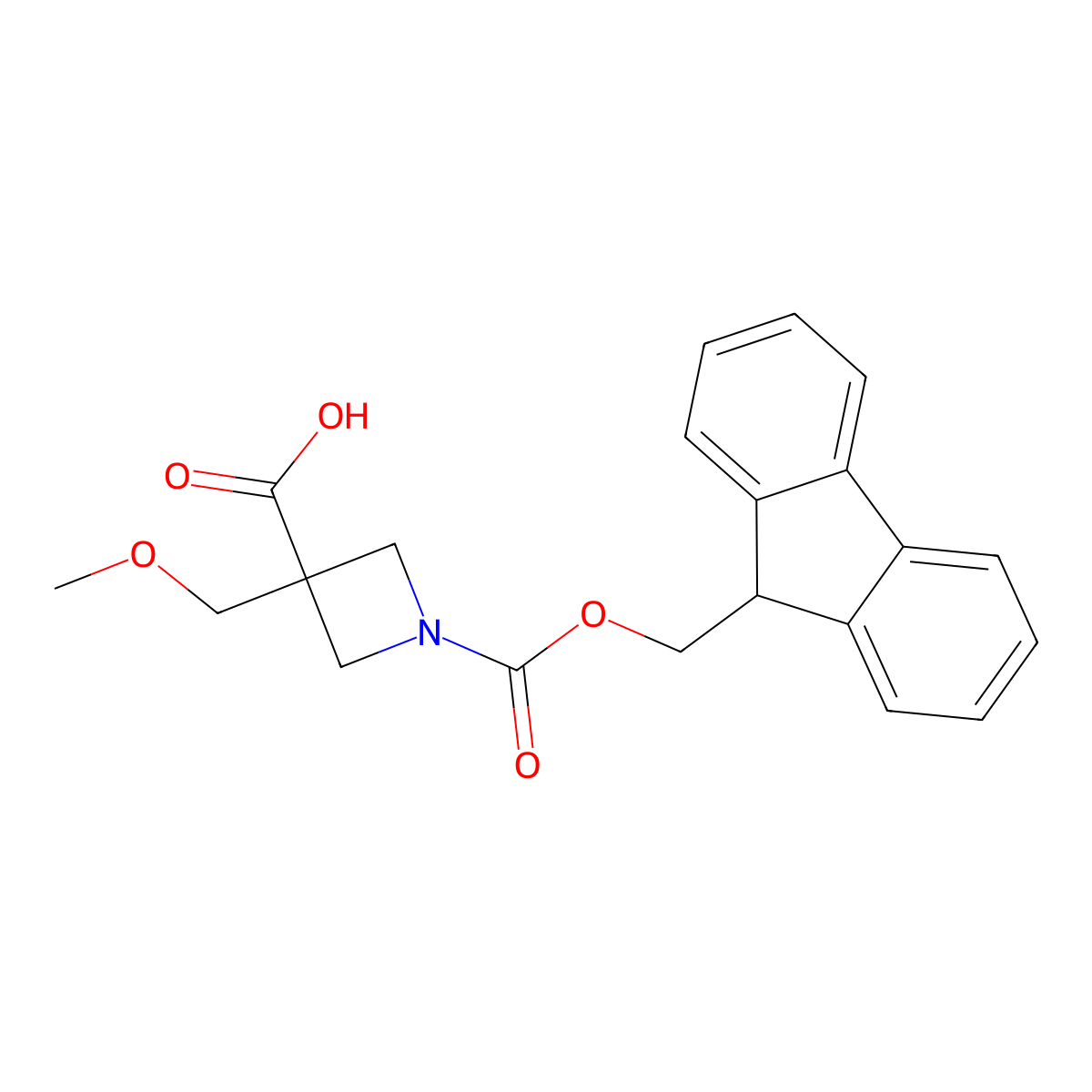 1-(9H-Fluoren-9-ylmethoxycarbonyl)-3-(methoxymethyl)azetidine-3-carboxylic acid molecular structure, CAS 2361645-33-0