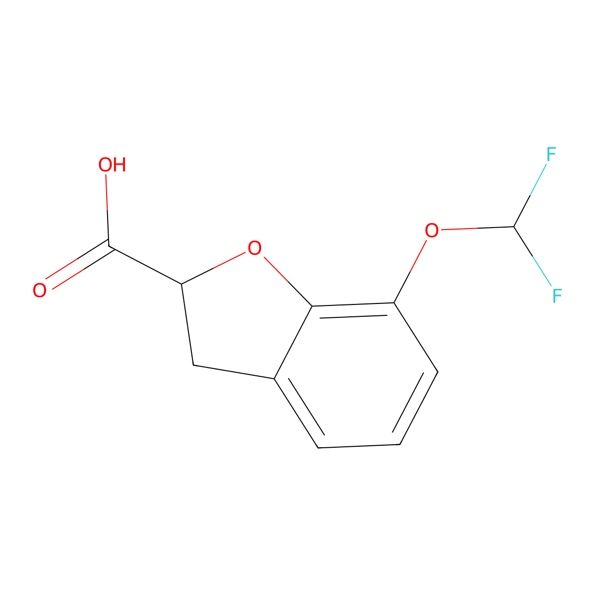 7-(Difluoromethoxy)-2,3-dihydro-1-benzofuran-2-carboxylic acid molecular structure, CAS 2361645-35-2