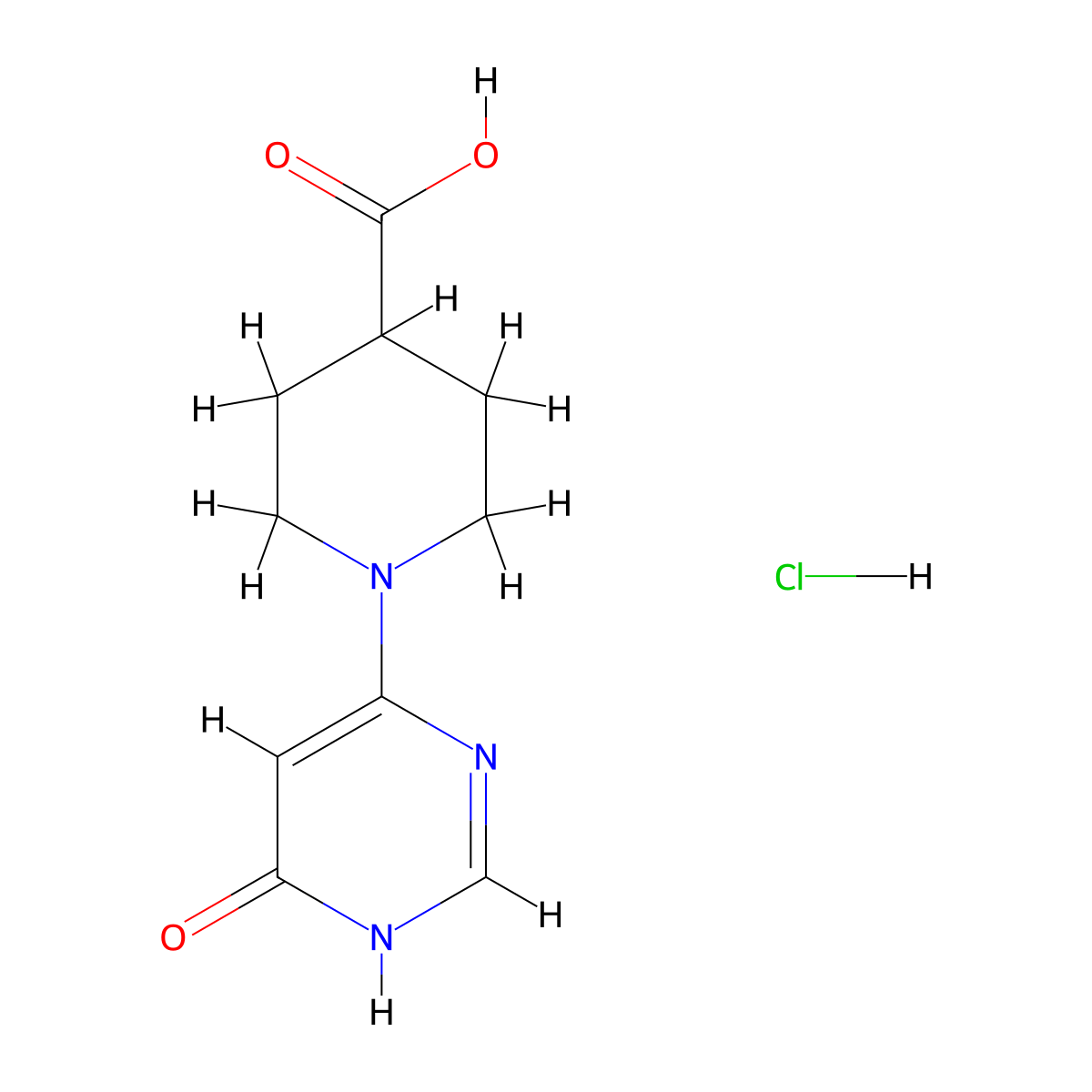 1-(6-Oxo-1H-pyrimidin-4-yl)piperidine-4-carboxylic acid;hydrochloride molecular structure, CAS 2361645-36-3