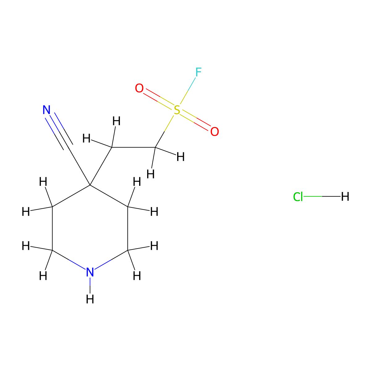 2-(4-Cyanopiperidin-4-yl)ethane-1-sulfonylfluoridehydrochloride molecular structure, CAS 2361645-40-9