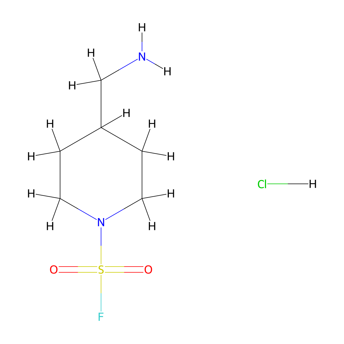 4-(Aminomethyl)piperidine-1-sulfonyl fluoride hydrochloride molecular structure, CAS 2361645-44-3