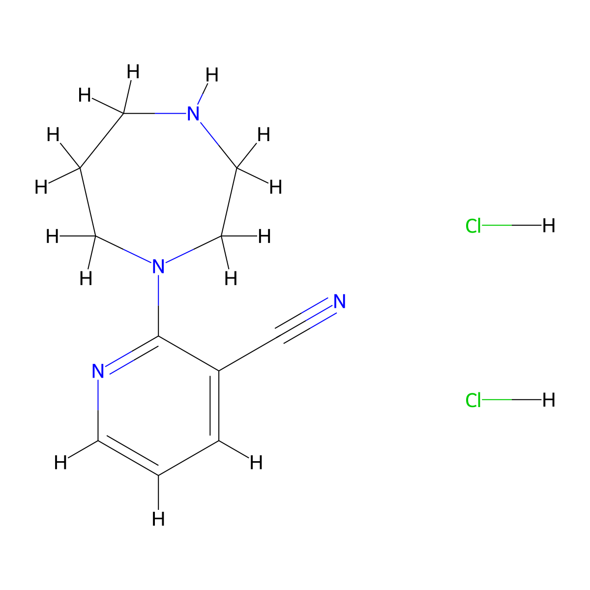 2-(1,4-Diazepan-1-yl)pyridine-3-carbonitrile dihydrochloride molecular structure, CAS 2361645-68-1