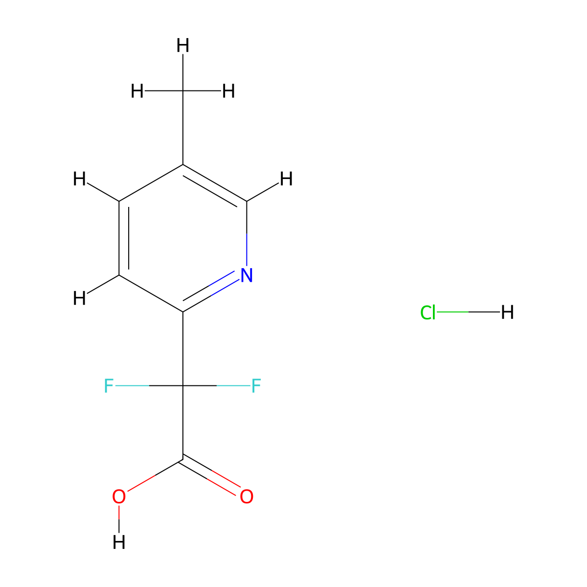 2,2-Difluoro-2-(5-methylpyridin-2-yl)acetic acid hydrochloride molecular structure, CAS 2361658-45-7