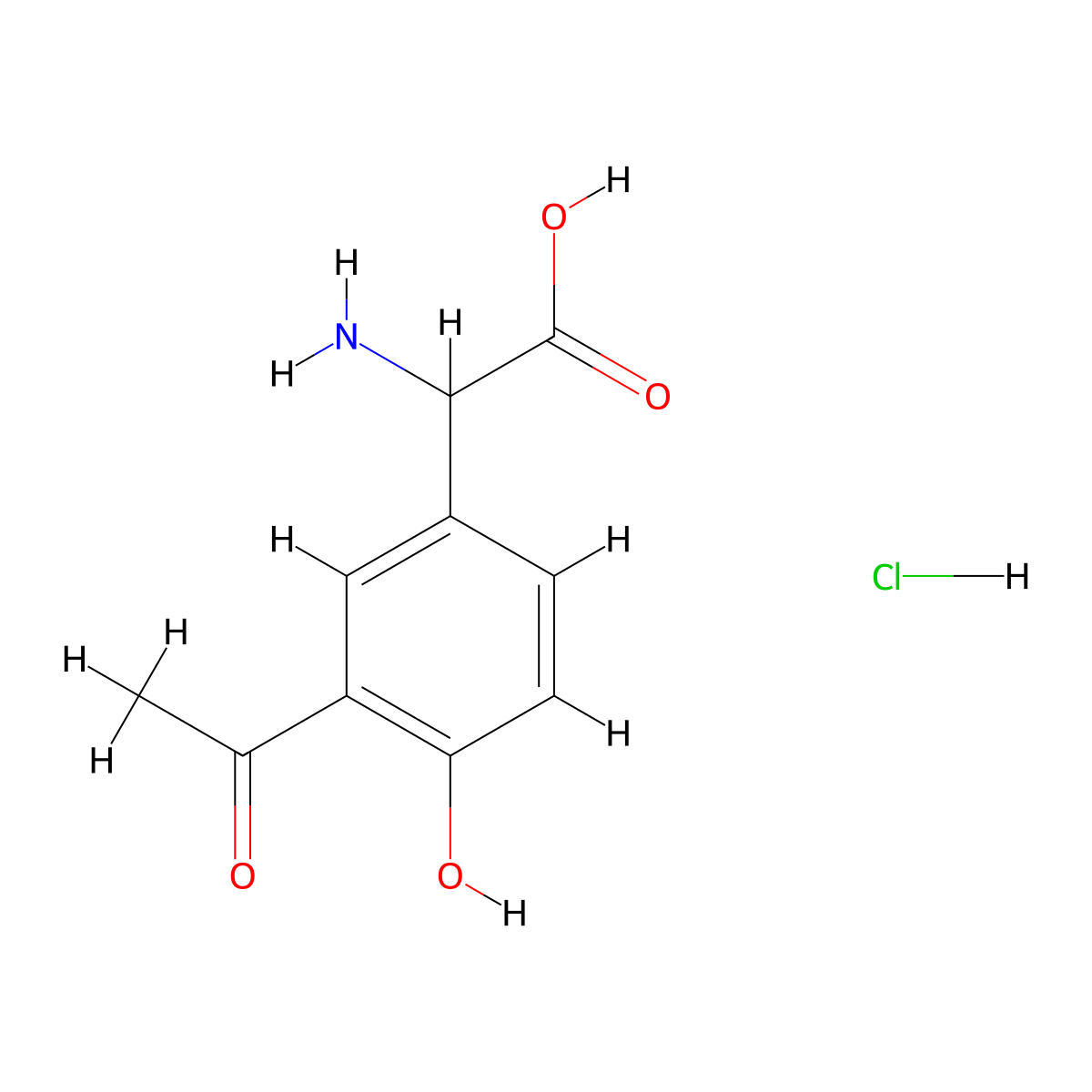 2-(3-Acetyl-4-hydroxyphenyl)-2-aminoacetic acid hydrochloride molecular structure, CAS 2361665-53-2