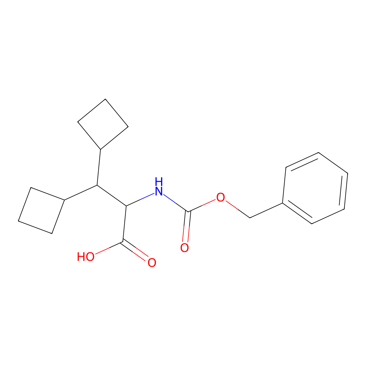 2-{[(Benzyloxy)carbonyl]amino}-3,3-dicyclobutylpropanoic acid molecular structure, CAS 2361670-14-4