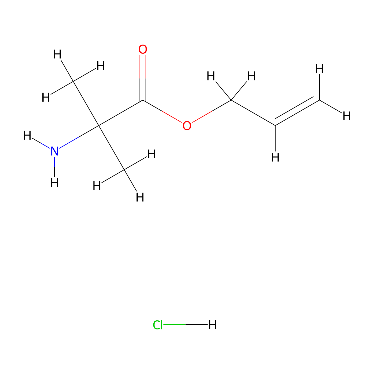 Prop-2-en-1-yl 2-amino-2-methylpropanoate hydrochloride molecular structure, CAS 2361675-66-1