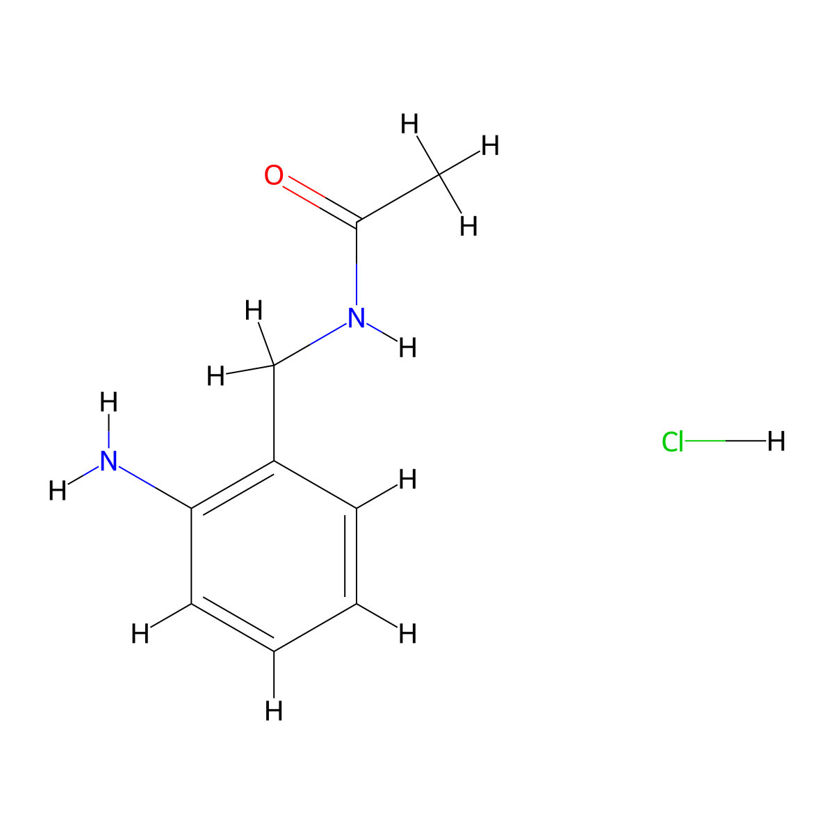 N-[(2-aminophenyl)methyl]acetamide hydrochloride molecular structure, CAS 2361676-81-3