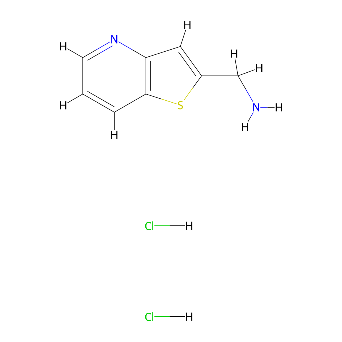 {Thieno[3,2-b]pyridin-2-yl}methanamine dihydrochloride molecular structure, CAS 2361678-04-6