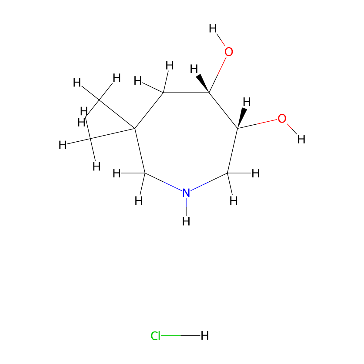 rac-(3R,4S)-6,6-dimethylazepane-3,4-diol hydrochloride molecular structure, CAS 2361679-53-8