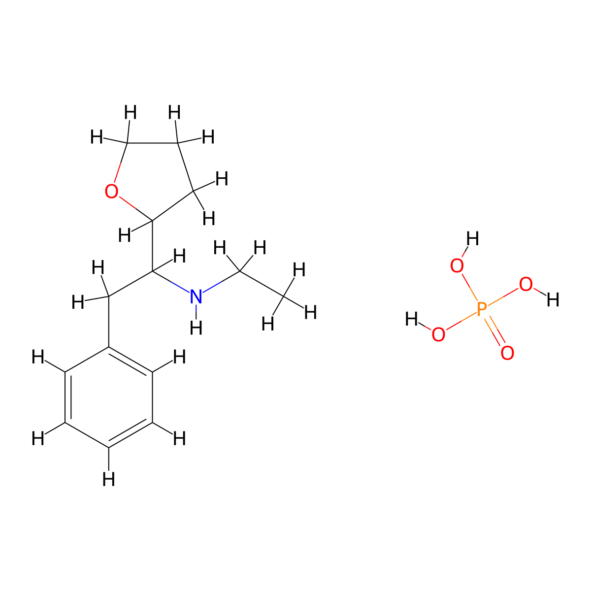 Ethyl[1-(oxolan-2-yl)-2-phenylethyl]amine,phosphoricacid molecular structure, CAS 2361679-71-0
