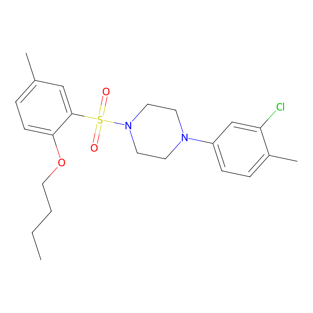 1-(2-Butoxy-5-methylbenzenesulfonyl)-4-(3-chloro-4-methylphenyl)piperazine molecular structure, CAS 2361680-51-3