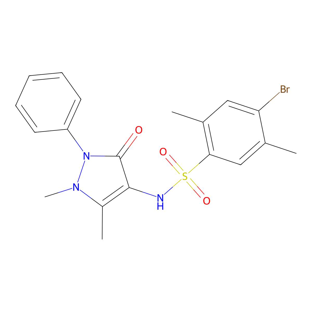 4-bromo-N-(1,5-dimethyl-3-oxo-2-phenyl-2,3-dihydro-1H-pyrazol-4-yl)-2,5-dimethylbenzene-1-sulfonamide molecular structure, CAS 2361684-03-7