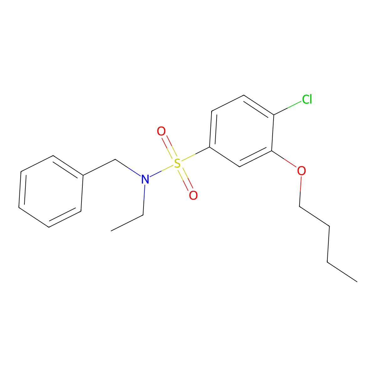 N-benzyl-3-butoxy-4-chloro-N-ethylbenzene-1-sulfonamide molecular structure, CAS 2361684-33-3