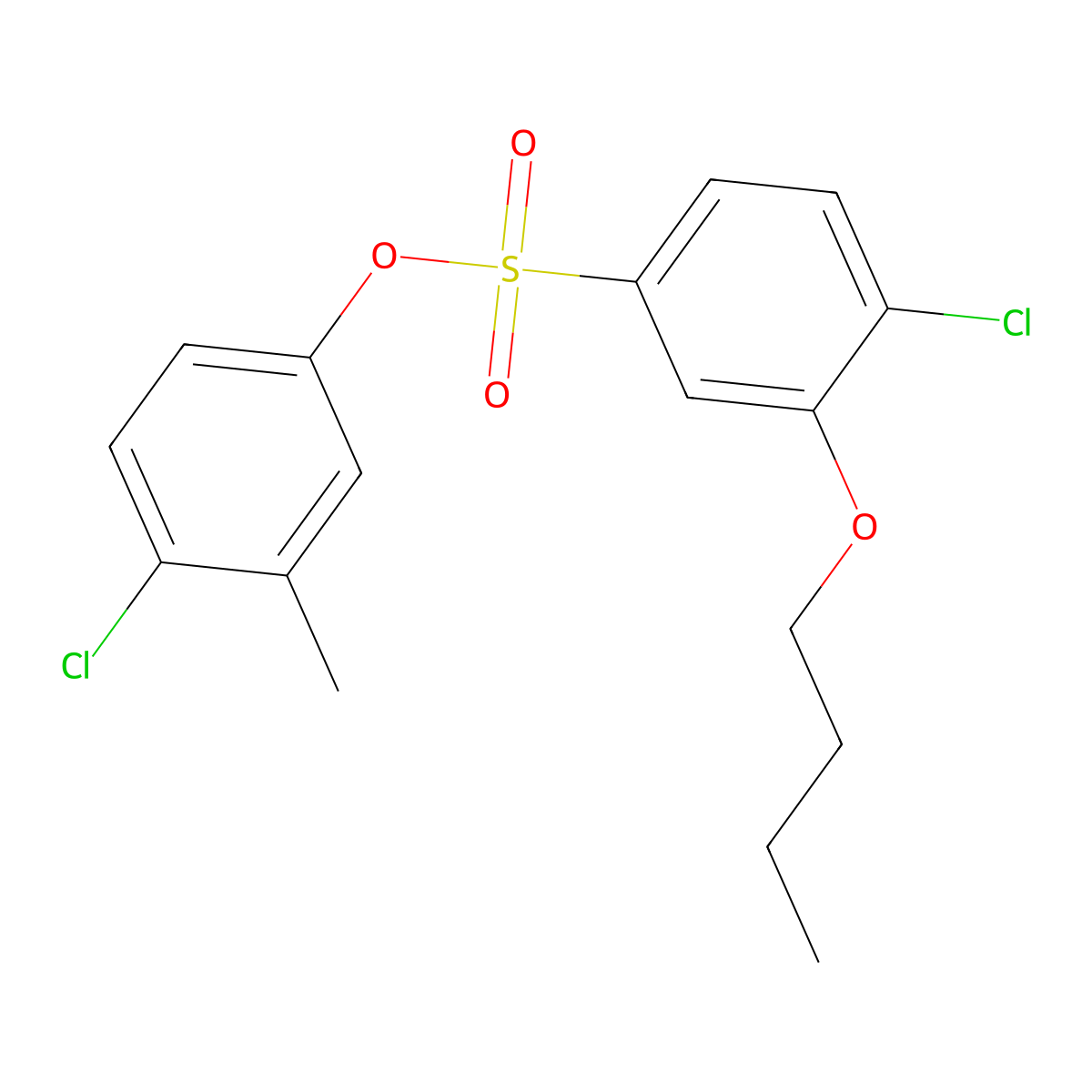 4-Chloro-3-methylphenyl 3-butoxy-4-chlorobenzene-1-sulfonate molecular structure, CAS 2361684-38-8