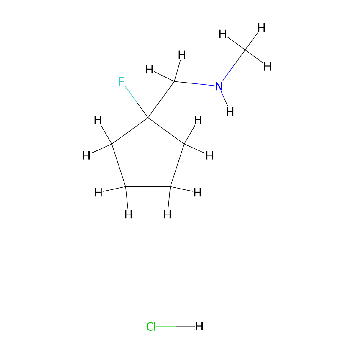 ((1-Fluorocyclopentyl)methyl)(methyl)amine hydrochloride molecular structure, CAS 2361697-03-0