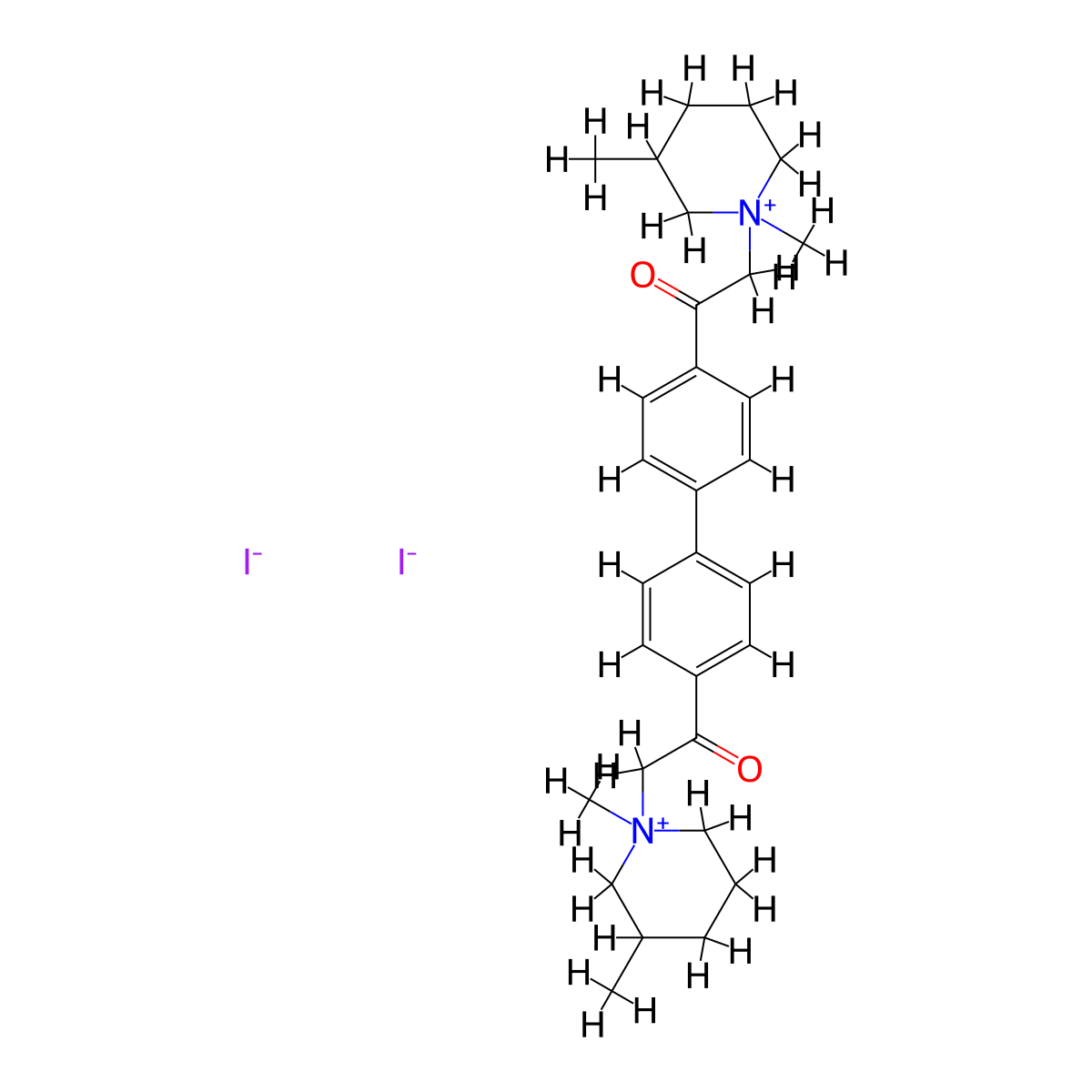 3-Pipecolinium, (4,4'-biphenylylenebis(2-oxoethylene))bis(1-methyl-, diiodide molecular structure, CAS 23617-25-6