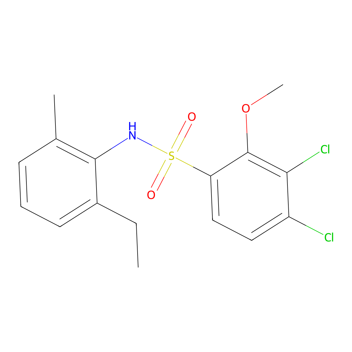 3,4-dichloro-N-(2-ethyl-6-methylphenyl)-2-methoxybenzene-1-sulfonamide molecular structure, CAS 2361700-41-4