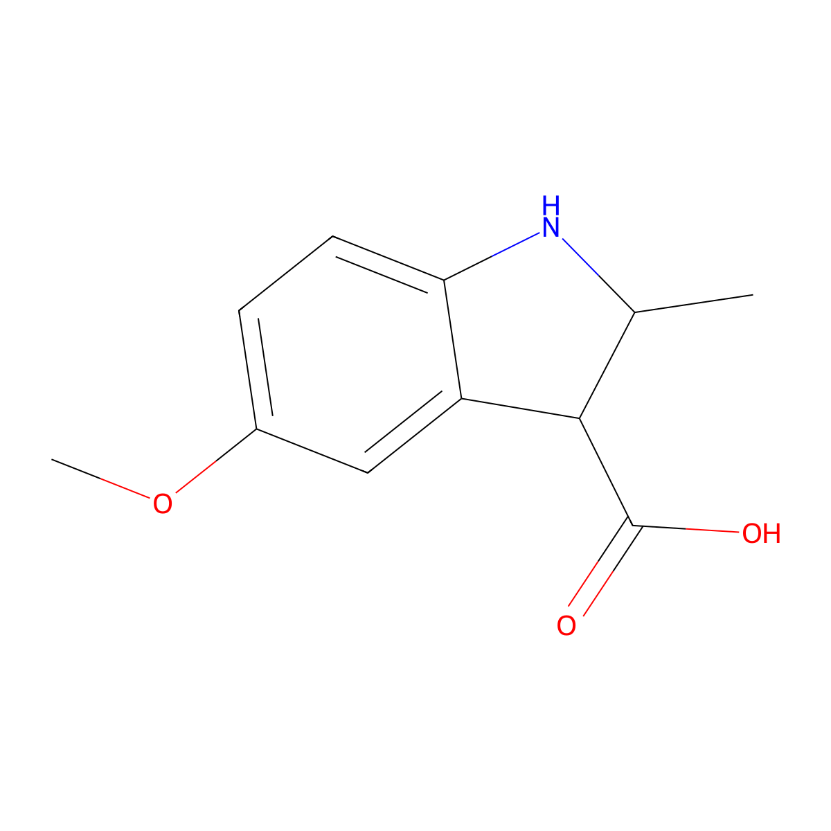 5-methoxy-2-methyl-2,3-dihydro-1H-indole-3-carboxylic acid molecular structure, CAS 2361703-31-1