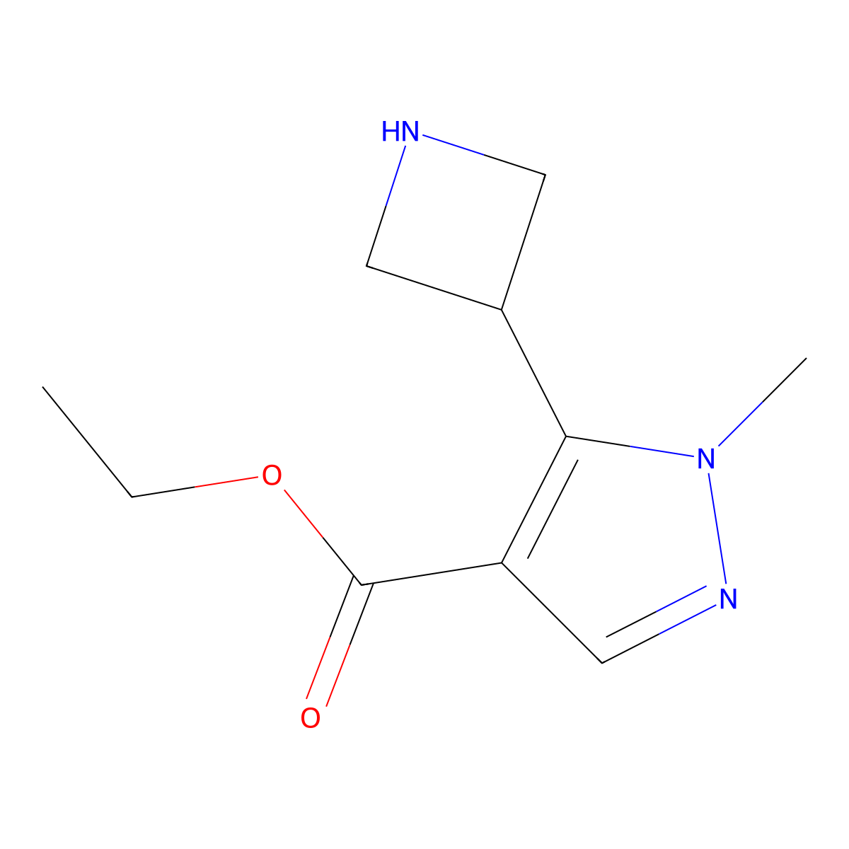 ethyl 5-(azetidin-3-yl)-1-methyl-1H-pyrazole-4-carboxylate molecular structure, CAS 2361703-39-9