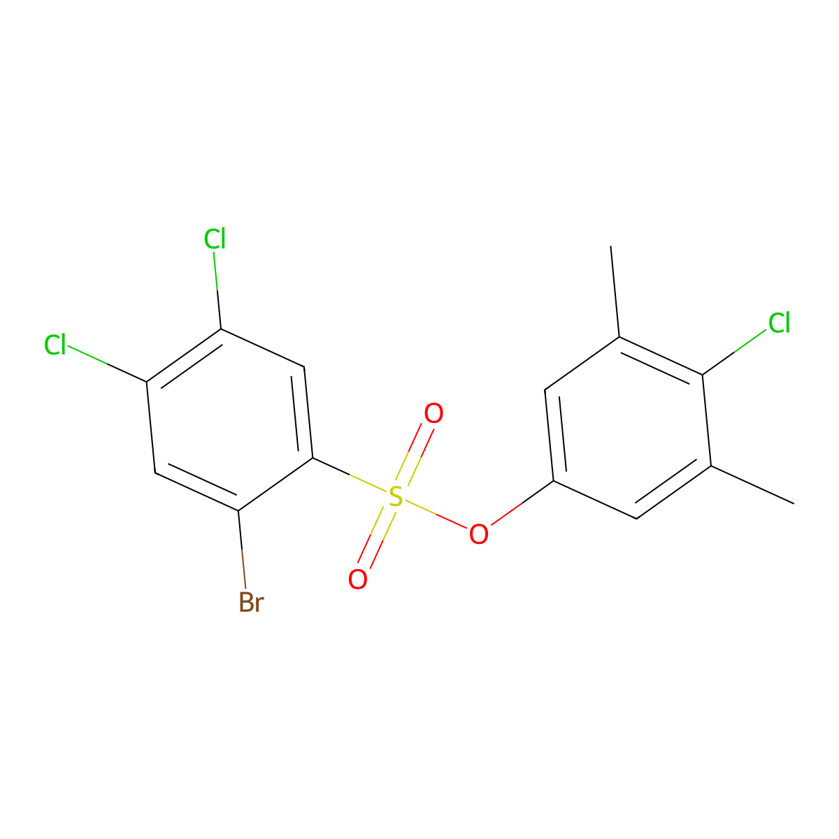 4-Chloro-3,5-dimethylphenyl 2-bromo-4,5-dichlorobenzene-1-sulfonate molecular structure, CAS 2361710-10-1