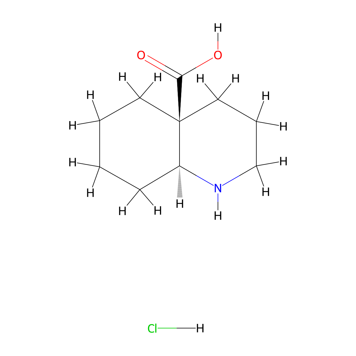 rac-(4aR,8aR)-decahydroquinoline-4a-carboxylicacidhydrochloride molecular structure, CAS 2361720-34-3