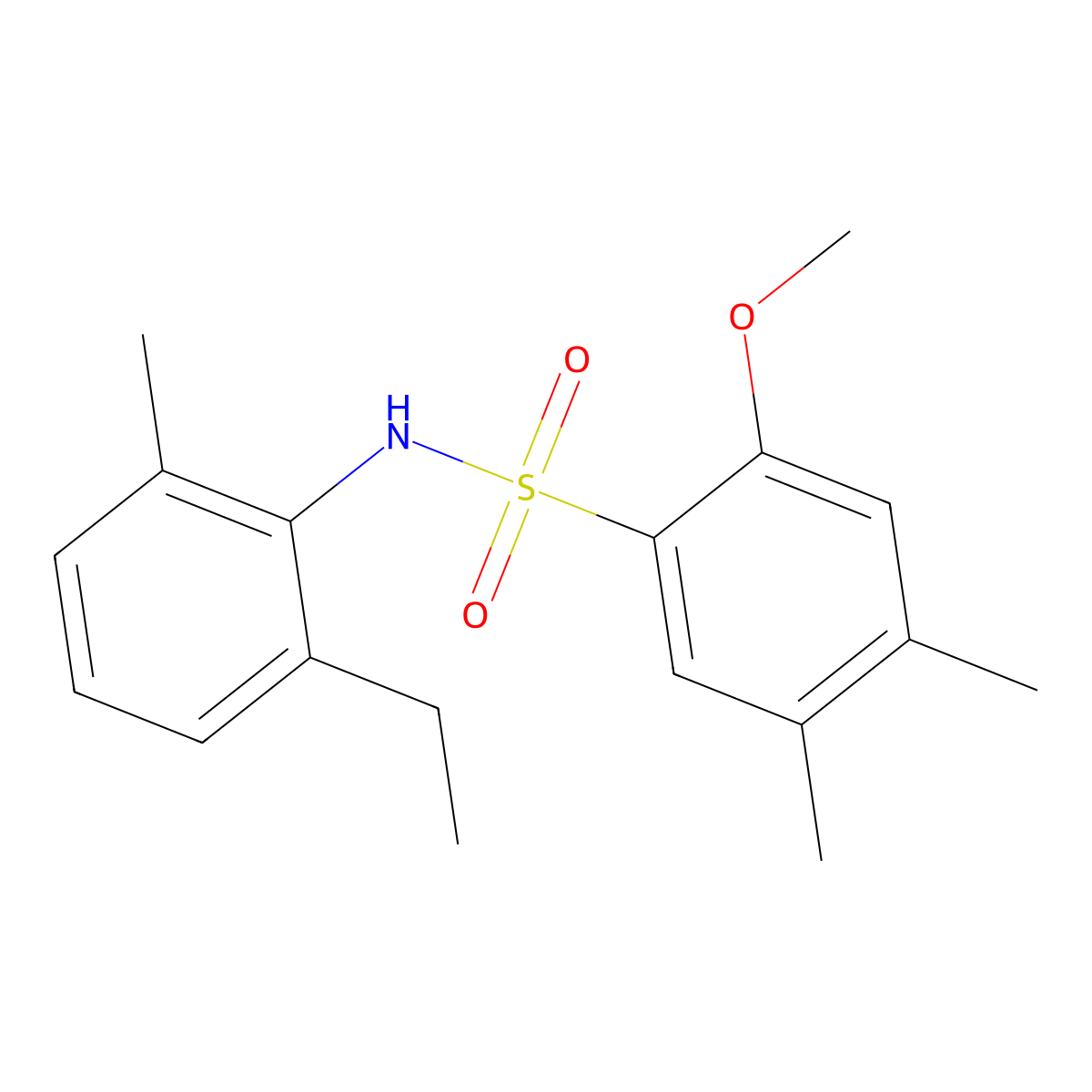 N-(2-ethyl-6-methylphenyl)-2-methoxy-4,5-dimethylbenzene-1-sulfonamide molecular structure, CAS 2361720-51-4