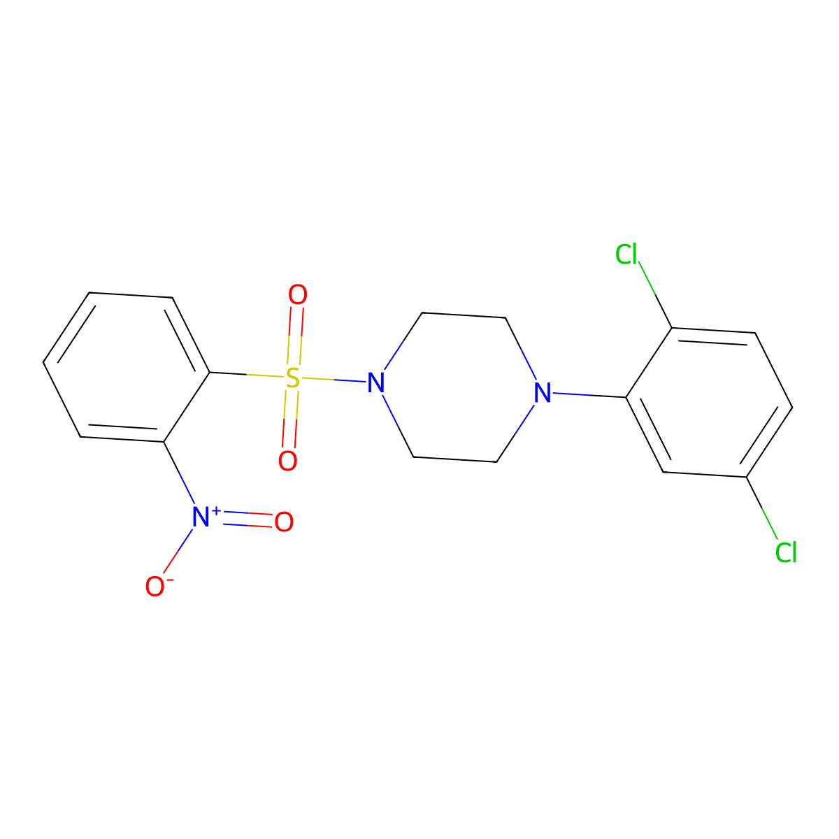 1-(2,5-Dichlorophenyl)-4-(2-nitrobenzenesulfonyl)piperazine molecular structure, CAS 2361724-02-7