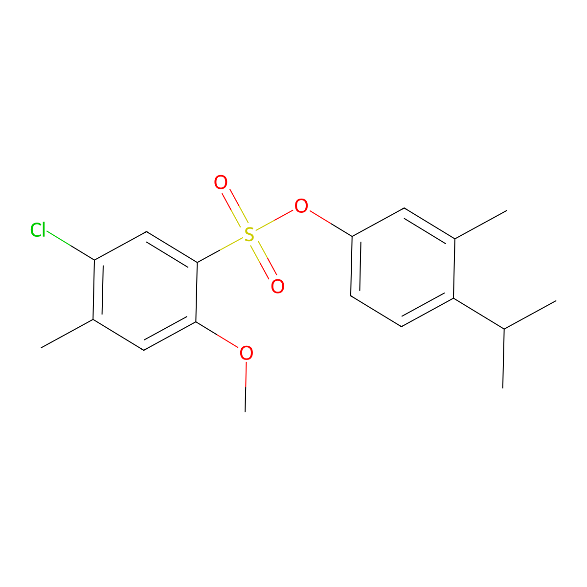 3-Methyl-4-(propan-2-yl)phenyl 5-chloro-2-methoxy-4-methylbenzene-1-sulfonate molecular structure, CAS 2361724-60-7