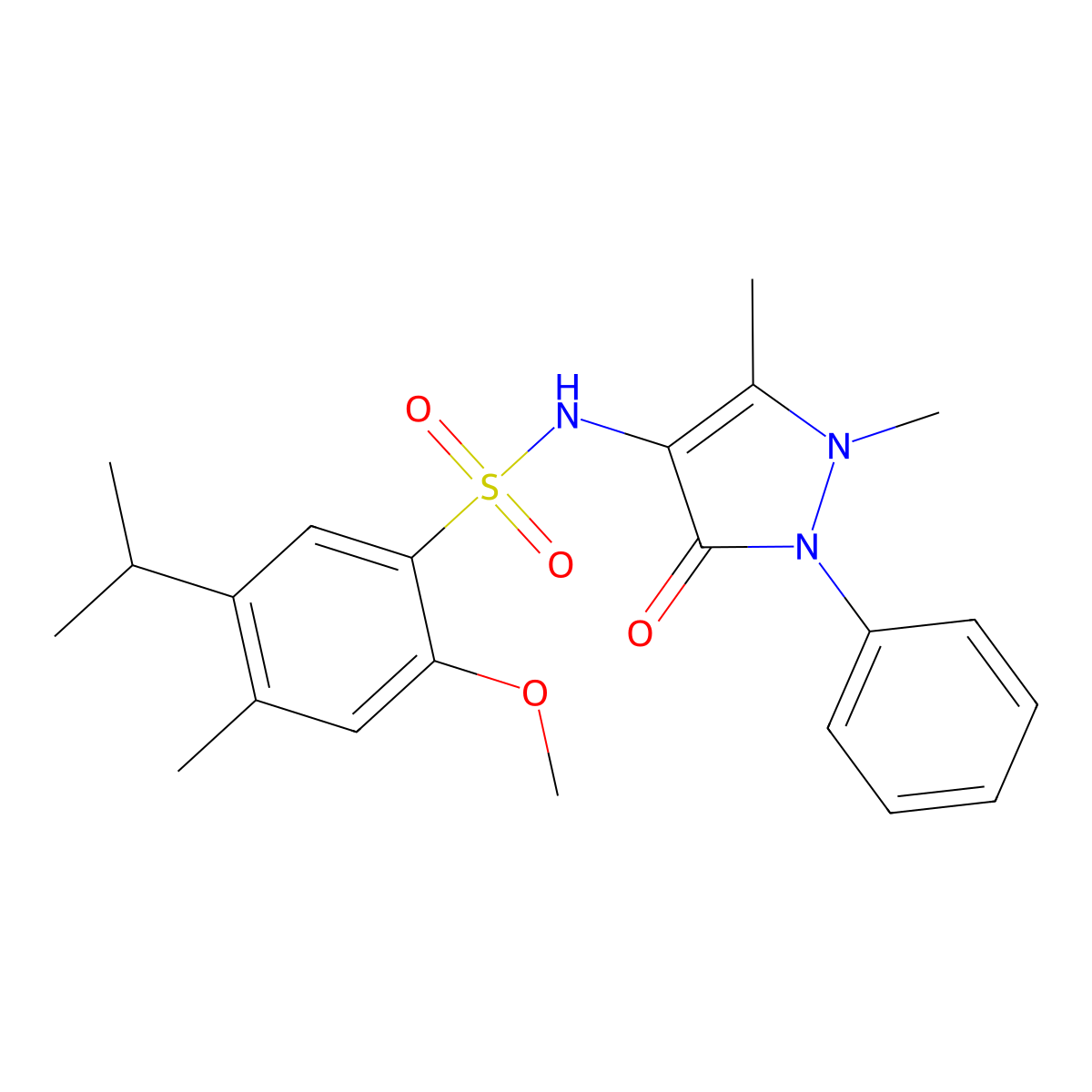 N-(1,5-dimethyl-3-oxo-2-phenyl-2,3-dihydro-1H-pyrazol-4-yl)-5-isopropyl-2-methoxy-4-methylbenzenesulfonamide molecular structure, CAS 2361728-86-9