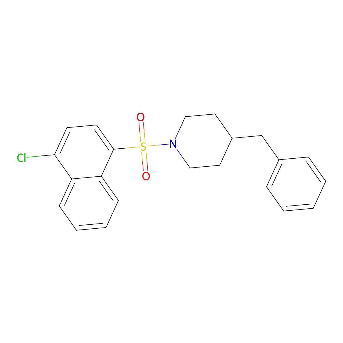 4-Benzyl-1-[(4-chloronaphthalen-1-yl)sulfonyl]piperidine molecular structure, CAS 2361729-25-9