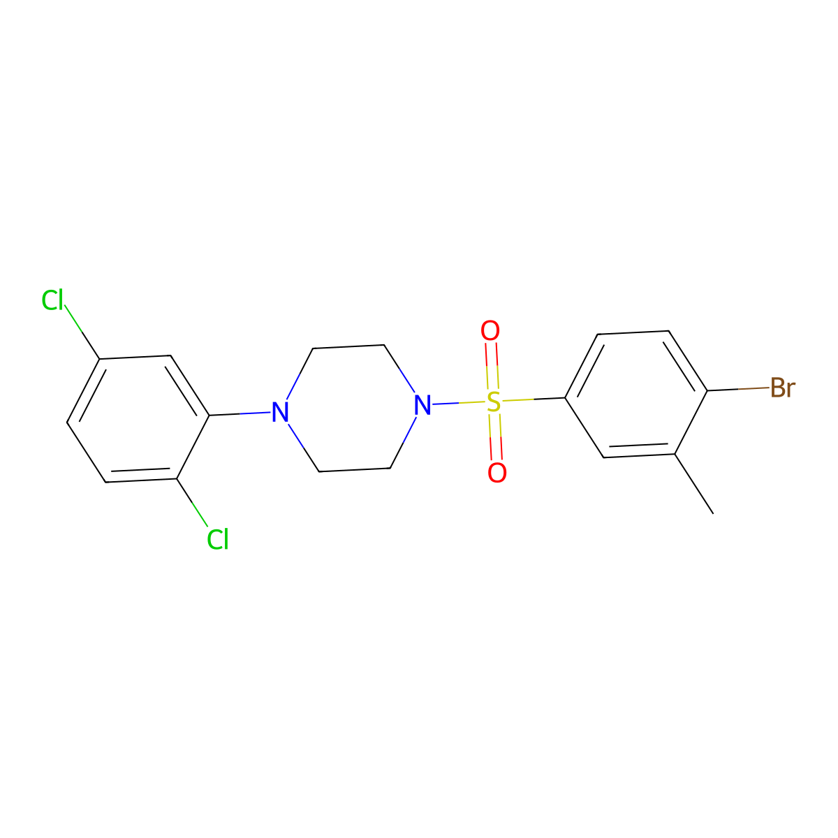 1-(4-Bromo-3-methylbenzenesulfonyl)-4-(2,5-dichlorophenyl)piperazine molecular structure, CAS 2361729-32-8