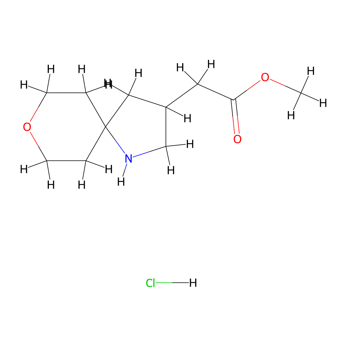 Methyl 2-{8-oxa-1-azaspiro[4.5]decan-3-yl}acetate hydrochloride molecular structure, CAS 2361730-65-4