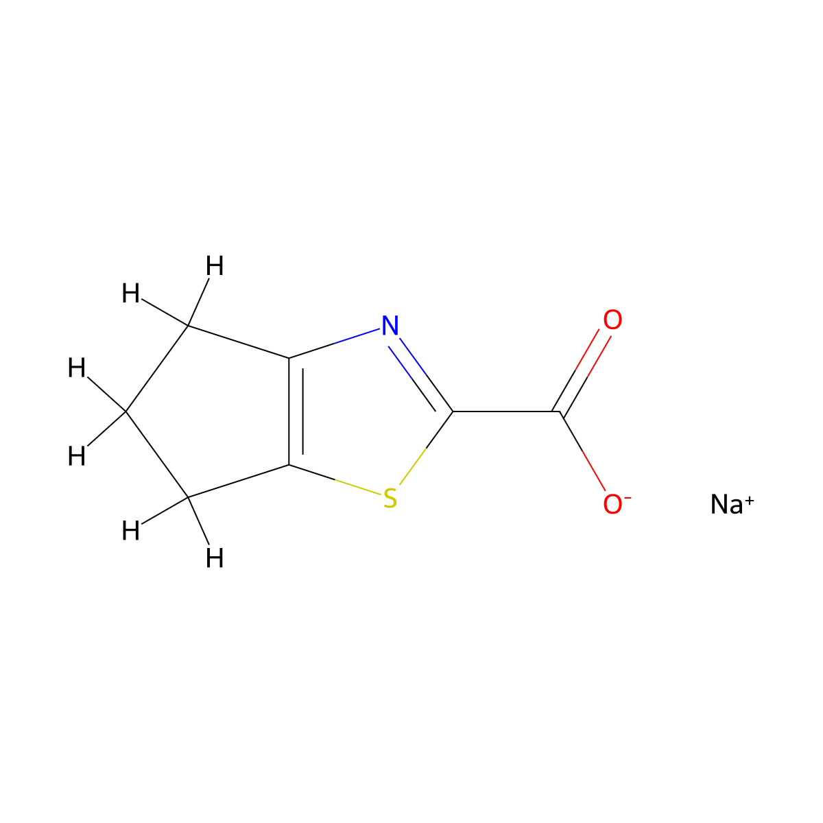sodium 4H,5H,6H-cyclopenta[d][1,3]thiazole-2-carboxylate molecular structure, CAS 2361732-44-5
