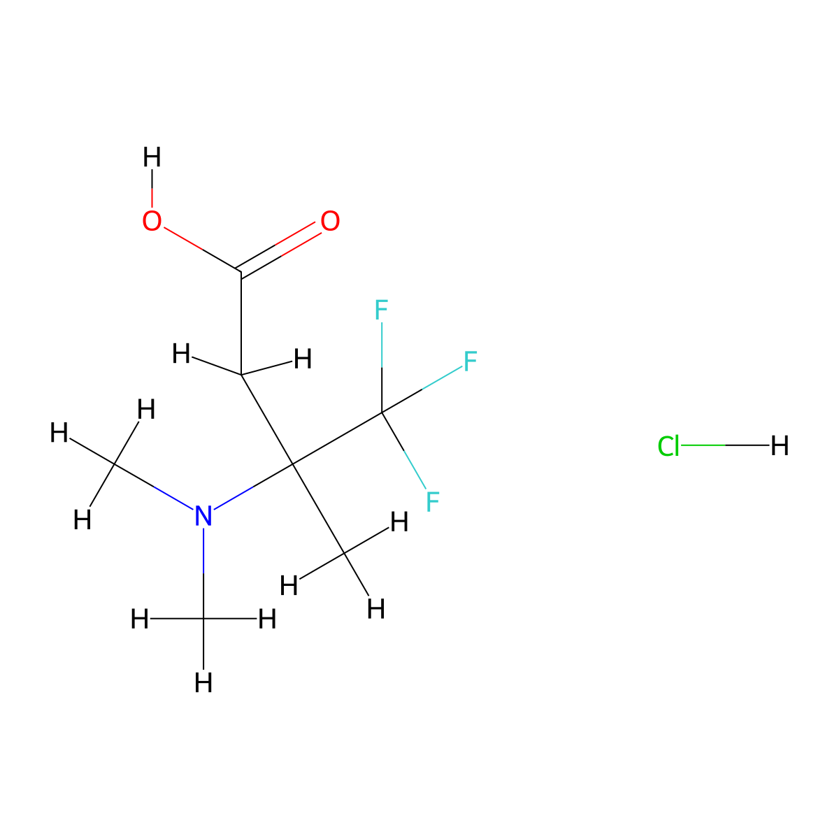 3-(Dimethylamino)-4,4,4-trifluoro-3-methylbutanoic acid hydrochloride molecular structure, CAS 2361736-66-3