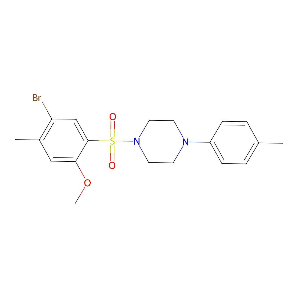 1-(5-Bromo-2-methoxy-4-methylbenzenesulfonyl)-4-(4-methylphenyl)piperazine molecular structure, CAS 2361740-49-8