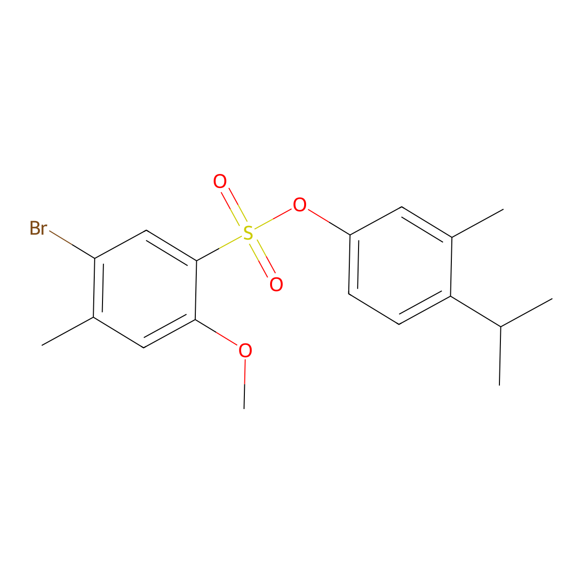 3-Methyl-4-(propan-2-yl)phenyl 5-bromo-2-methoxy-4-methylbenzene-1-sulfonate molecular structure, CAS 2361740-68-1