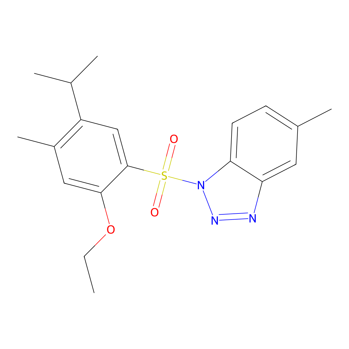 1-[2-ethoxy-4-methyl-5-(propan-2-yl)benzenesulfonyl]-5-methyl-1H-1,2,3-benzotriazole molecular structure, CAS 2361746-21-4