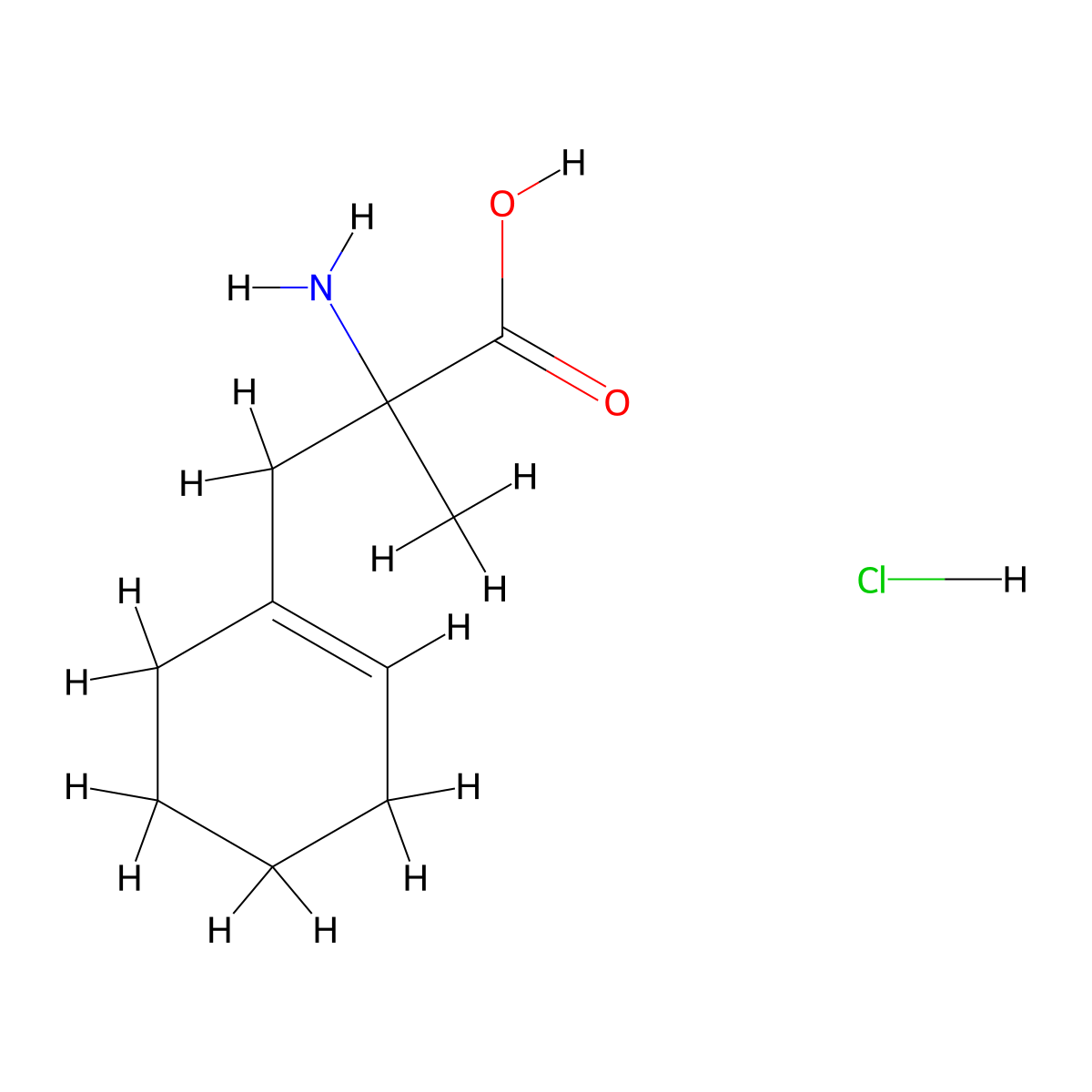 2-Amino-3-(cyclohex-1-en-1-yl)-2-methylpropanoic acid hydrochloride molecular structure, CAS 2361749-15-5