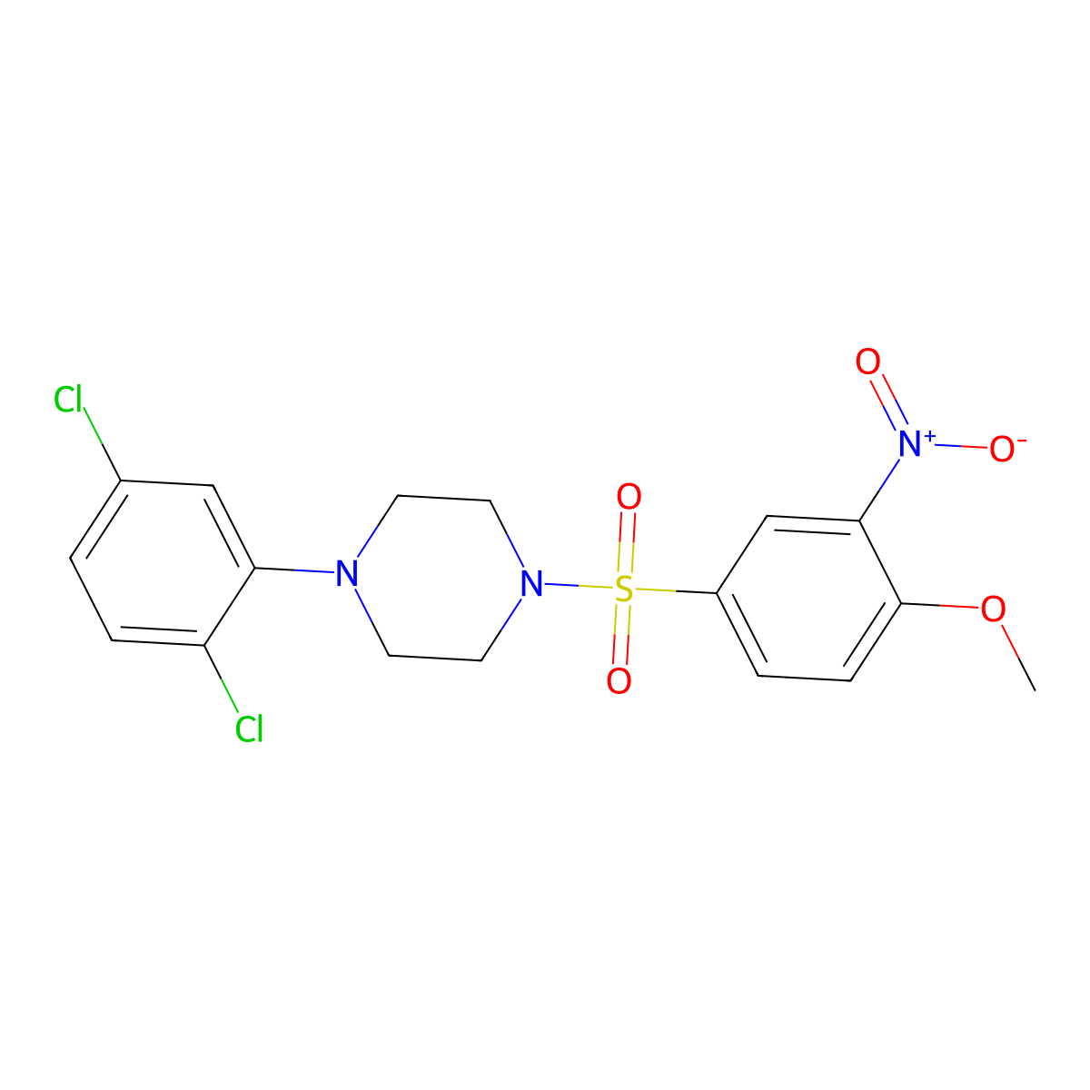 1-(2,5-Dichlorophenyl)-4-(4-methoxy-3-nitrobenzenesulfonyl)piperazine molecular structure, CAS 2361750-58-3