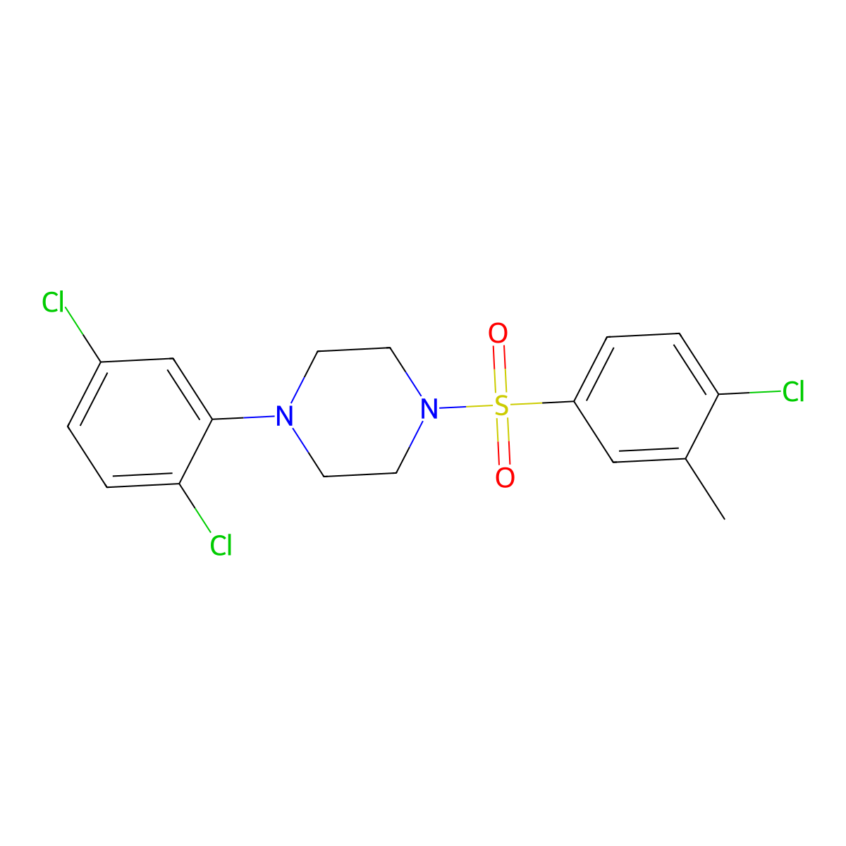 1-(4-Chloro-3-methylbenzenesulfonyl)-4-(2,5-dichlorophenyl)piperazine molecular structure, CAS 2361750-66-3