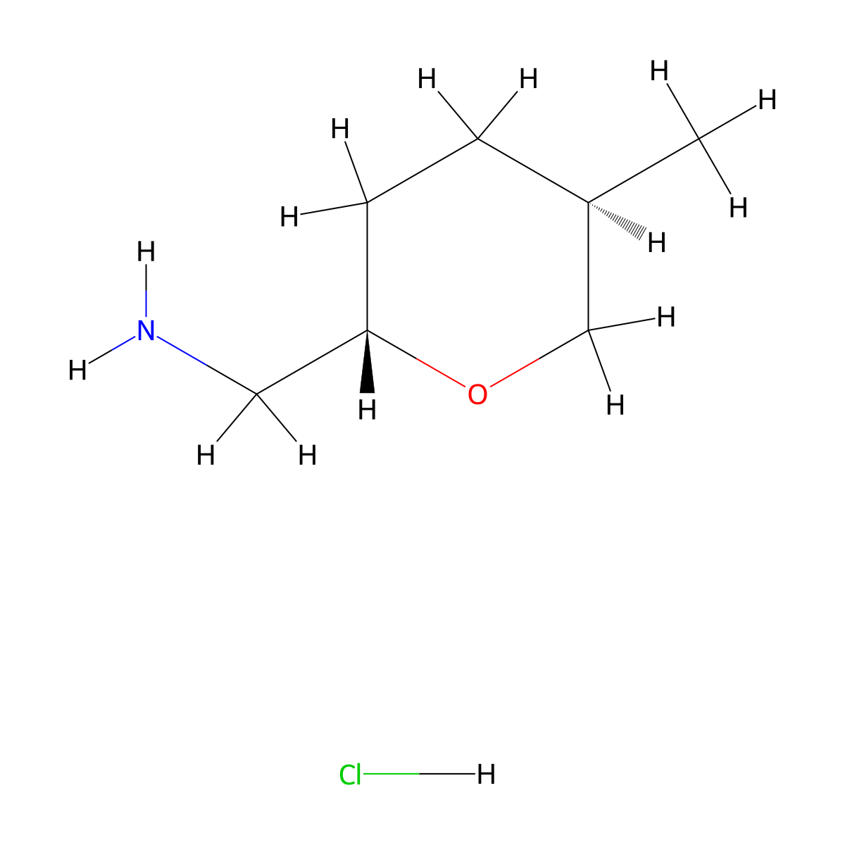 rac-[(2R,5S)-5-methyloxan-2-yl]methanamine hydrochloride molecular structure, CAS 2361752-31-8