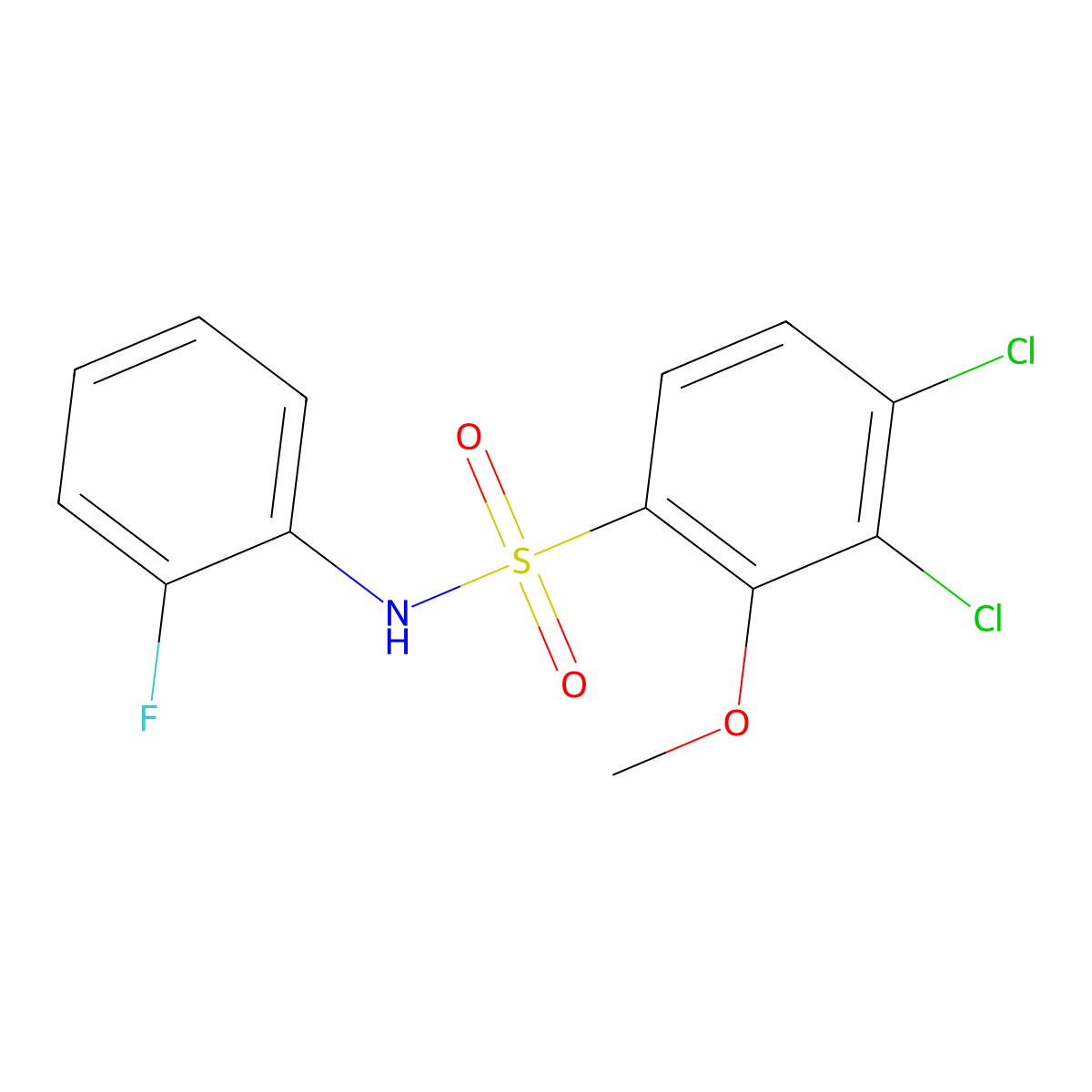 3,4-Dichloro-N-(2-fluorophenyl)-2-methoxybenzenesulfonamide molecular structure, CAS 2361754-29-0