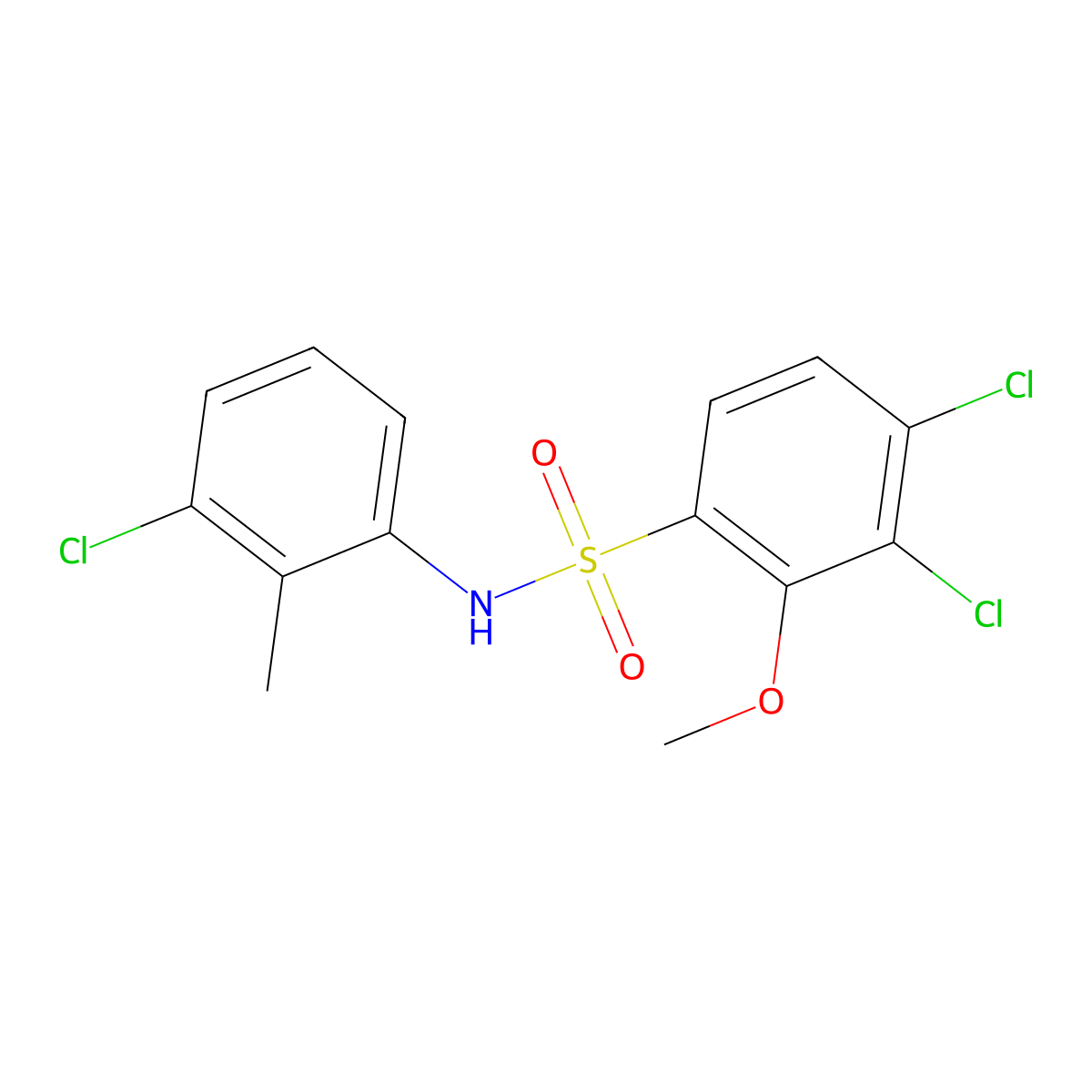 3,4-dichloro-N-(3-chloro-2-methylphenyl)-2-methoxybenzene-1-sulfonamide molecular structure, CAS 2361754-62-1
