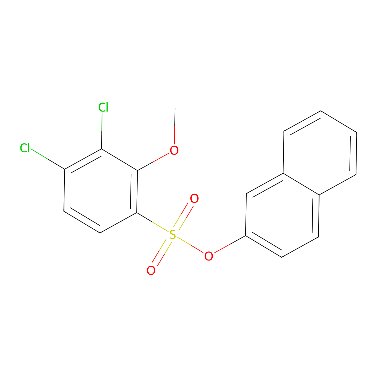 Naphthalen-2-yl 3,4-dichloro-2-methoxybenzene-1-sulfonate molecular structure, CAS 2361754-71-2