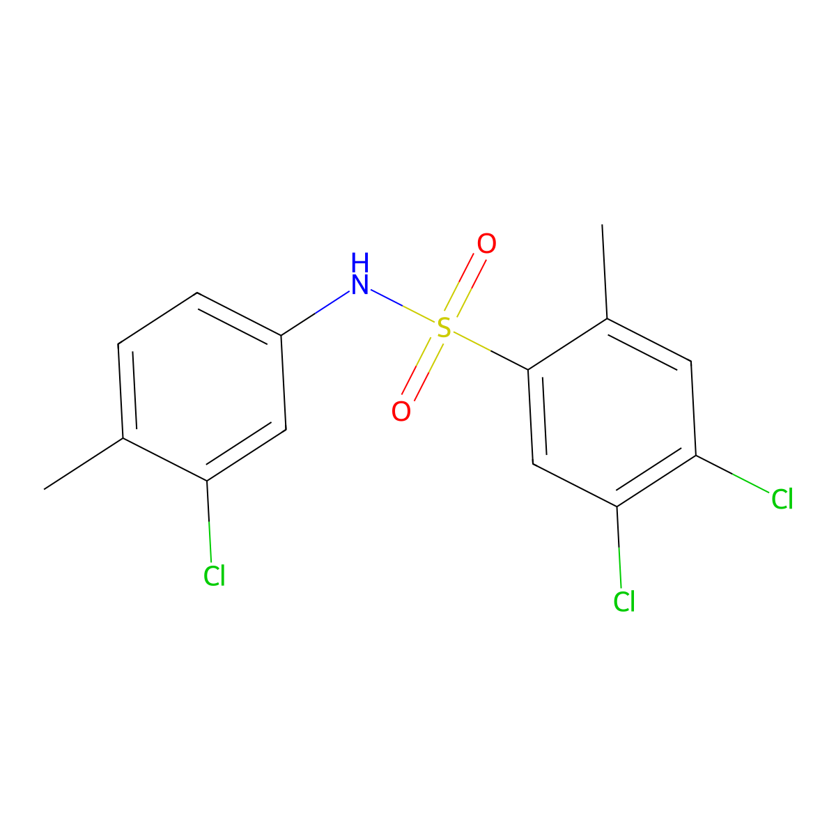 4,5-dichloro-N-(3-chloro-4-methylphenyl)-2-methylbenzene-1-sulfonamide molecular structure, CAS 2361754-78-9